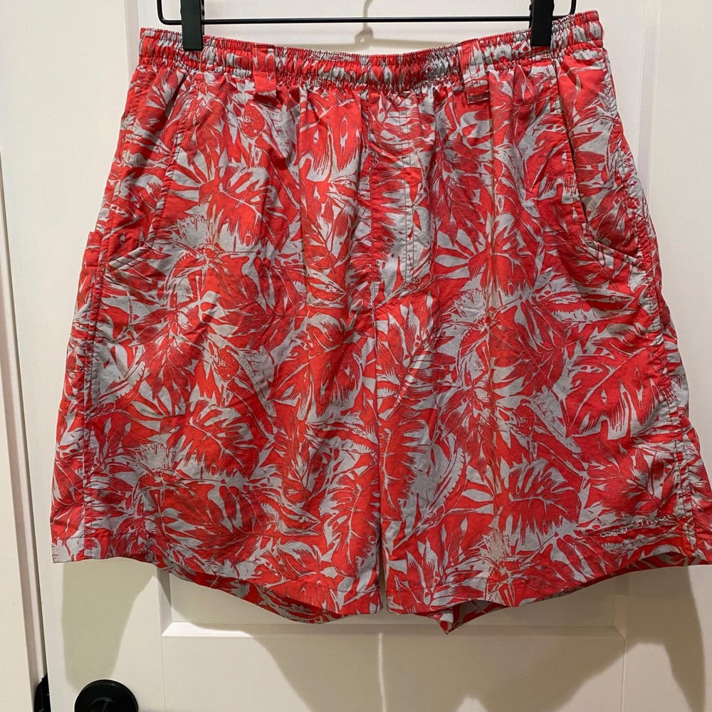 Columbia PFG Men's Omni-Shade Swim‎ Trunks. Large. Gray/Orange Pattern.